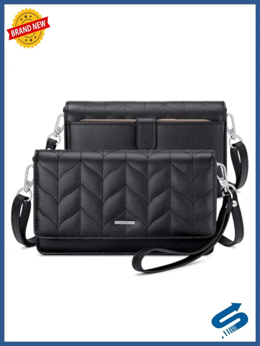 RFID Blocking Crossbody Bag Wallet with Wristlet & Shoulder Strap, Faux